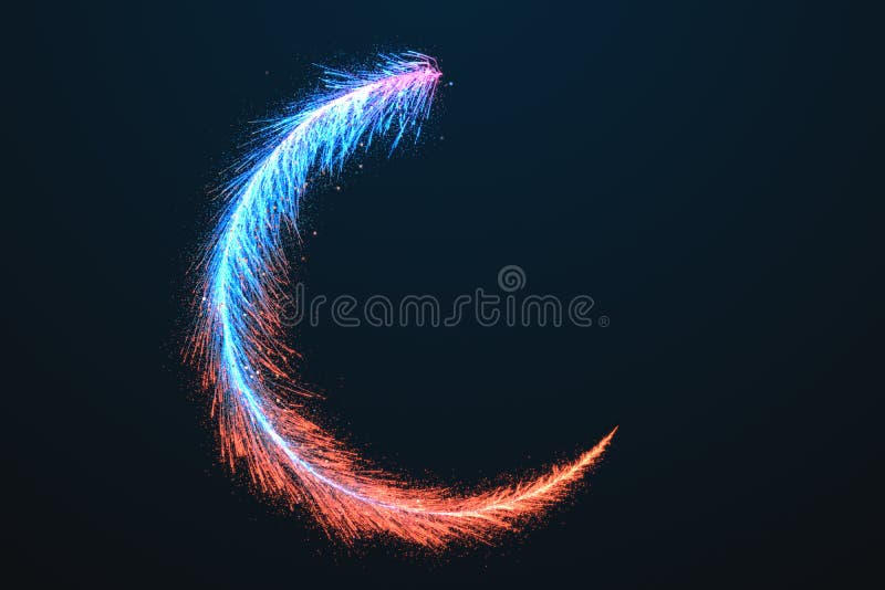 Cerchio con piuma di neon intorno al centro, rendering 3d illustrazione vettoriale