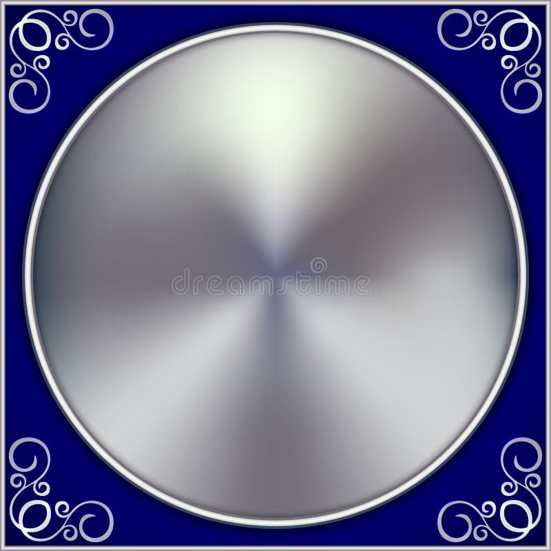 Cerchio d'argento astratto di vettore su fondo blu