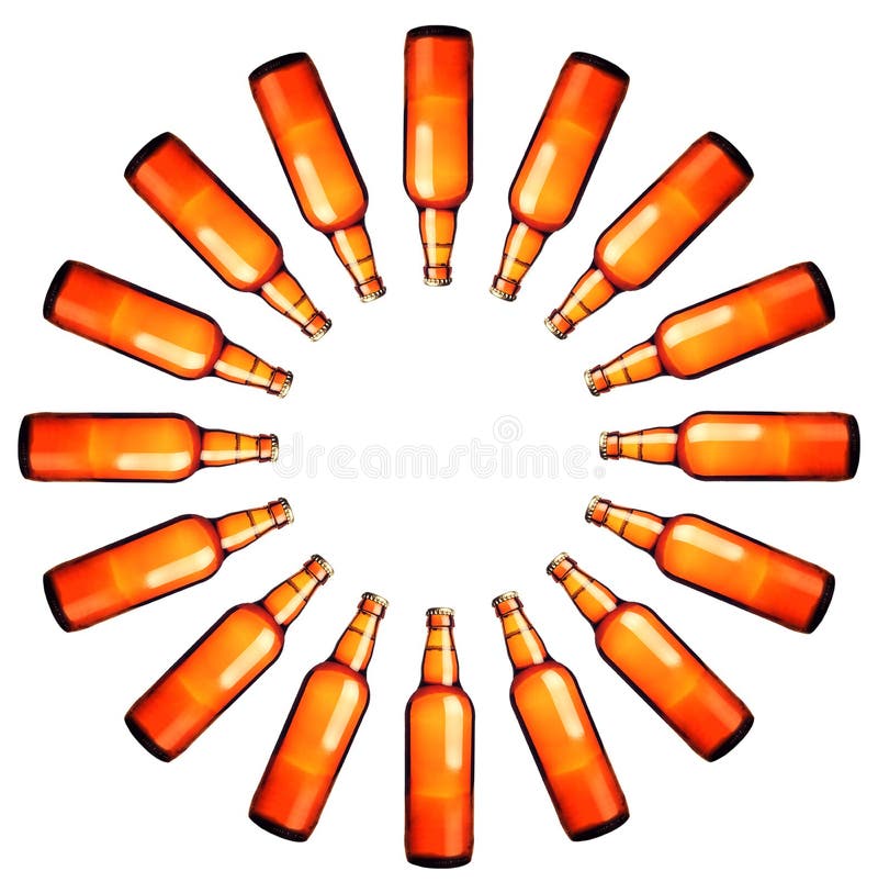 Cerchio delle bottiglie di birra immagini stock Cerchio delle bottiglie di birra immagini stock