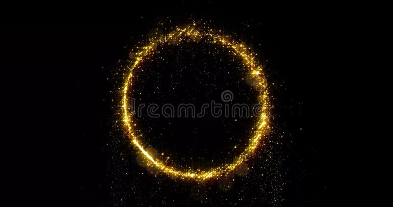 Cerchio di brillamento d'oro di luce lucente Anello d'oro luccicante, luccichio magico, luce luminosa scintilla l'effetto bokech