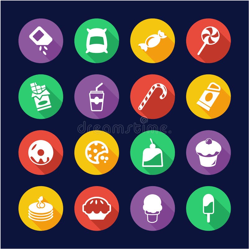 Cerchio di Sugar Food Icons Flat Design o dello zucchero illustrazione vettoriale Cerchio di Sugar Food Icons Flat Design o dello zucchero illustrazione vettoriale