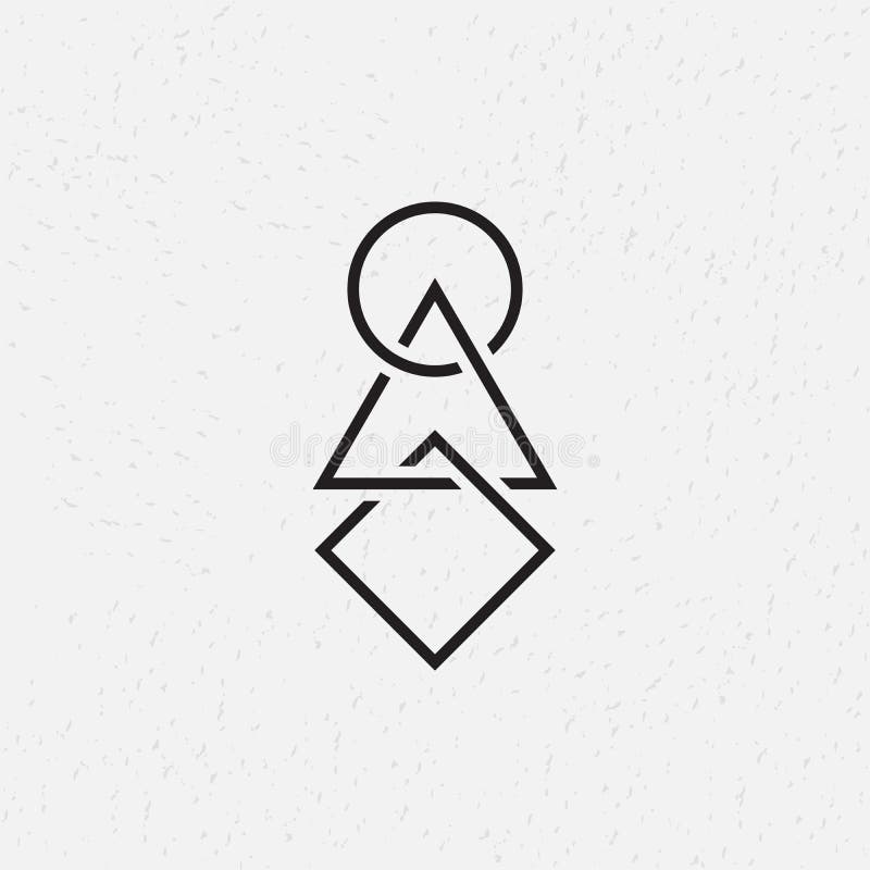Cerchio, triangolo e quadrato collegati, simboli geometrici