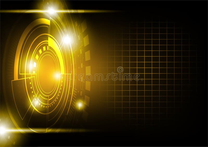 Cercle abstrait d'or de Digital sur le fond foncé illustration stock