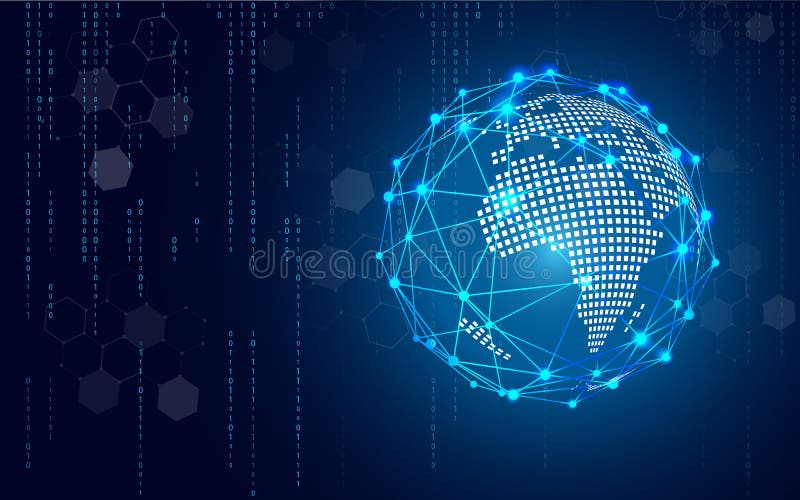 Cercle bleu de technologie et fond abstrait de l'informatique avec la matrice de code bleu et binaire Affaires et connexion illustration stock Cercle bleu de technologie et fond abstrait de l'informatique avec la matrice de code bleu et binaire Affaires et connexion illustration stock