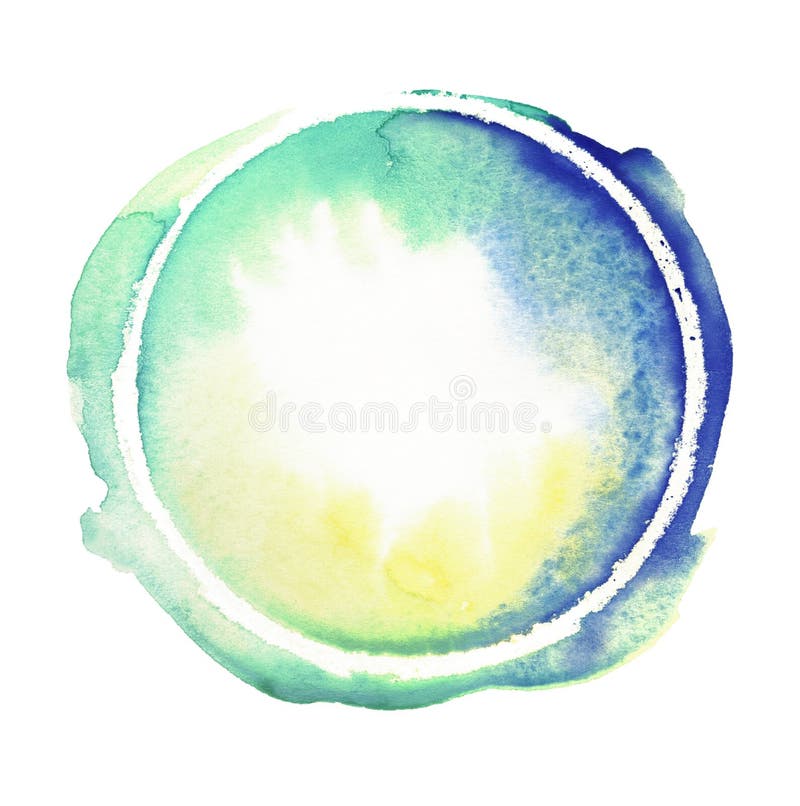 Cercle bleu, vert, vert et jaune vif d'aquarelle Éléments fabriqués à la main en pastel lumineux de conception Roun peint à la ma illustration stock Cercle bleu, vert, vert et jaune vif d'aquarelle Éléments fabriqués à la main en pastel lumineux de conception Roun peint à la ma illustration stock