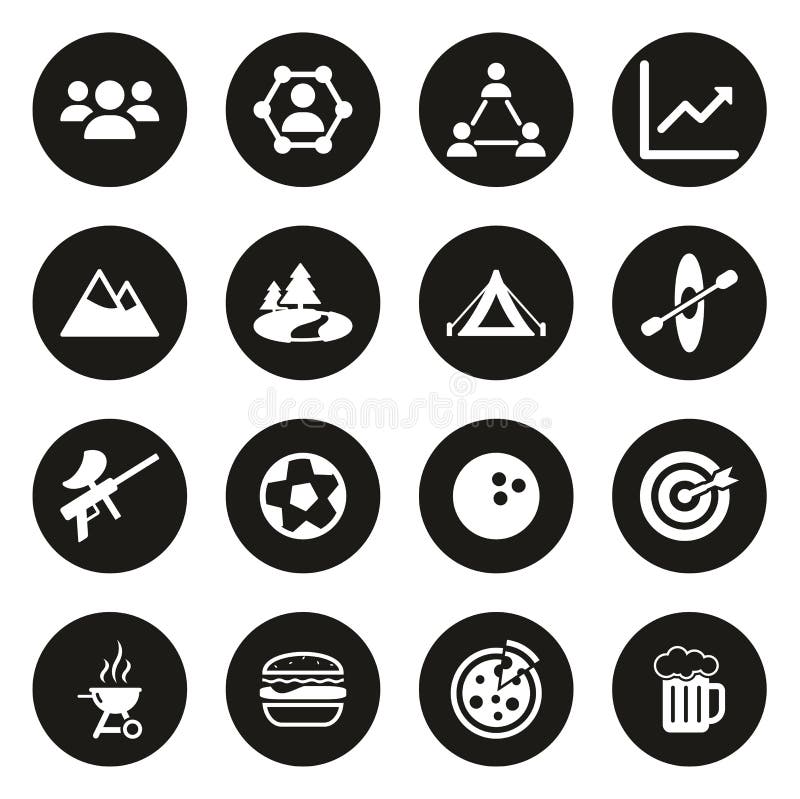 Cercle de noir de Team Building Icons White On illustration de vecteur Cercle de noir de Team Building Icons White On illustration de vecteur