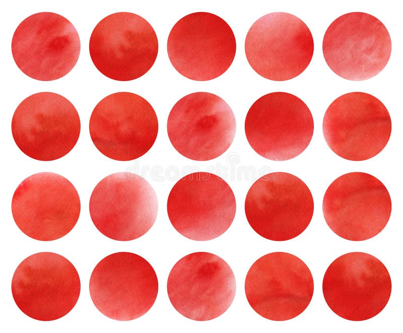 Cercles d'aquarelle dans la couleur rouge au-dessus du blanc