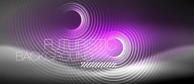 Cercuri neon abstracte linii lucioase de fundal stock illustration