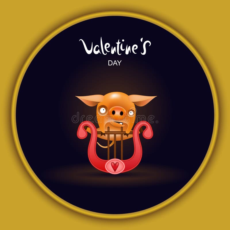 Cerdo de la tarjeta con oscuridad de la arpa libre illustration Cerdo de la tarjeta con oscuridad de la arpa libre illustration