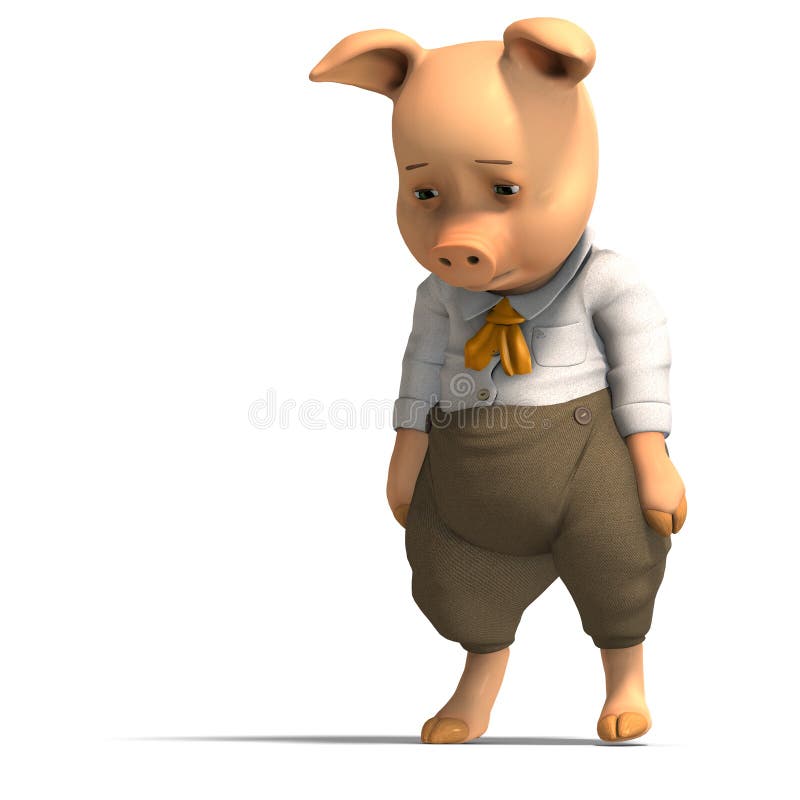 3D rendering of a cute cartoon pig with clipping path and shadow over white. 3D rendering of a cute cartoon pig with clipping path and shadow over white