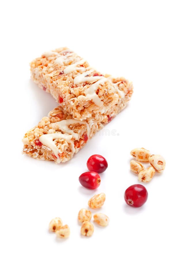 Cereal Bars with Puffed Wheat and Cranberries Stock Photo Image of