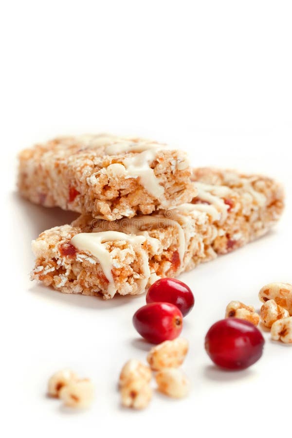 Cereal Bars with Puffed Wheat and Cranberries Stock Image Image of