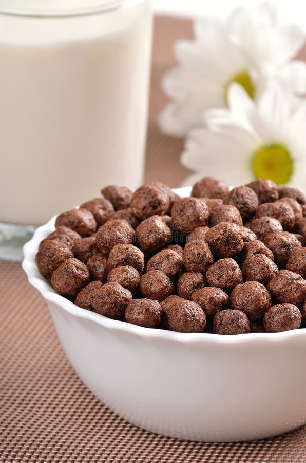Cereal Chocolate Balls and Jug of Milk Stock Photo Image of lunch