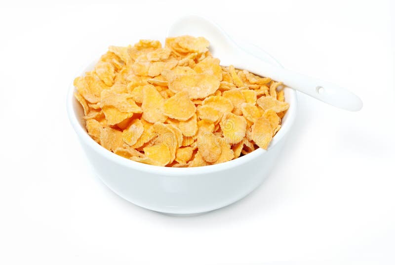 Cereal Flakes in a Blue Bowl Stock Photo Image of fiber, breakfast 6294900
