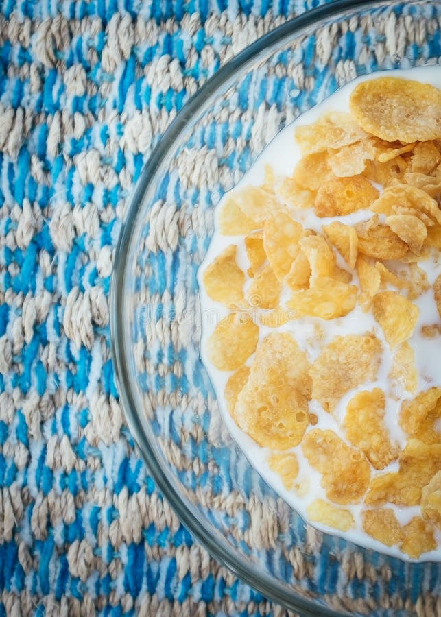 Cereal with milk stock image. Image of croissants, cereal 55875289