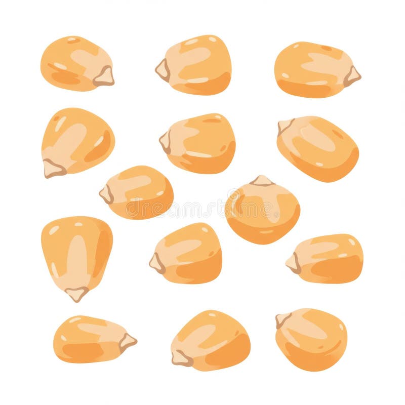 Cereali di granoturco d'oro sparsi in bianco illustrazione vettoriale