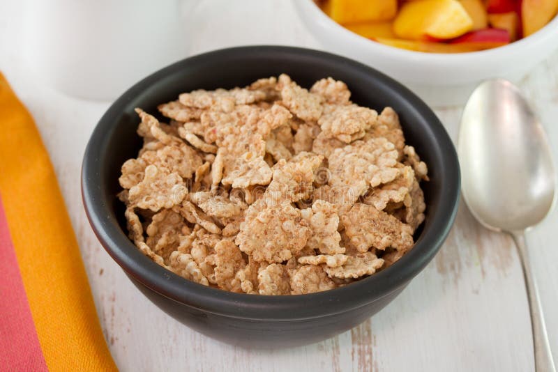 Cereals in black bowl stock image. Image of nectarine 32199433