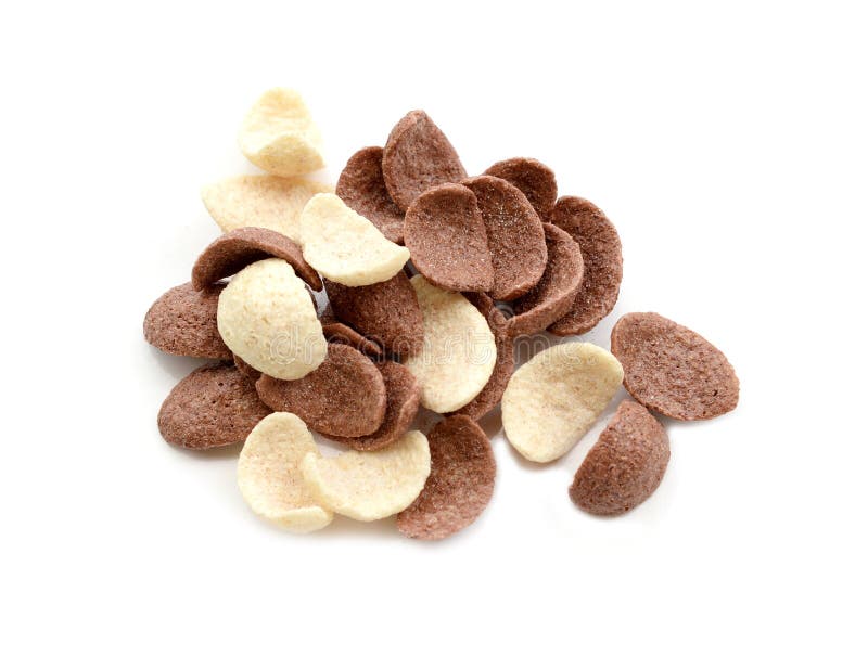 Cereals Chocolate and Milk Isolated on White. Stock Image Image of