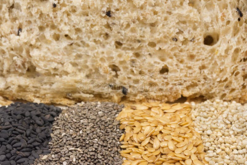 Cereals of Whole Grain Bread Close Stock Image Image of baked