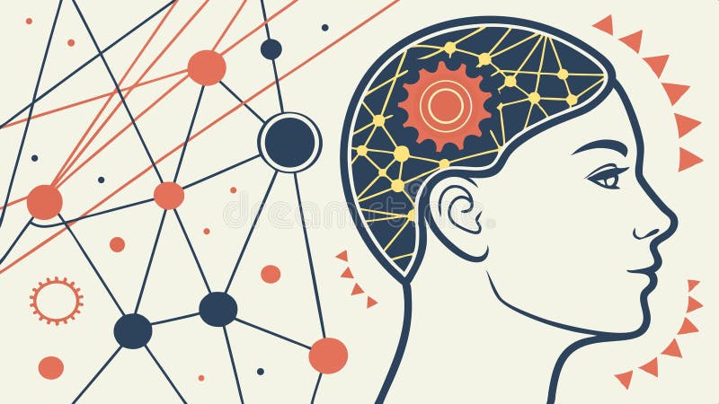 Cerebro con conexión neural de red y tecnología mental. diseño vectorial IA generativa libre illustration