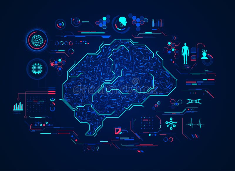 Graphic of a brain in technological look; concept of artificial intelligence or ai technology. Graphic of a brain in technological look; concept of artificial intelligence or ai technology