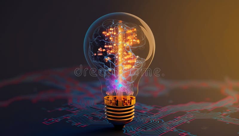 Artificial Intelligence digital concept. Brains inside Light Bulb. Abstract idea for and AI world. Innovation. 3D Rendered. Artificial Intelligence digital concept. Brains inside Light Bulb. Abstract idea for and AI world. Innovation. 3D Rendered.