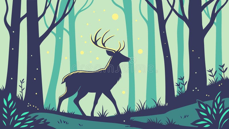 Cerf dans la nature de la forêt faune animal boisé mammifères environnement de la forêt conception vectorielle Génération AI. Un cerf est dans un cadre forestier mettant en évidence la faune naturelle dans les zones forestières les animaux dans leur habitat et les environnements forestiers paisibles dans une représentation naturelle conception vectorielle Génération IA