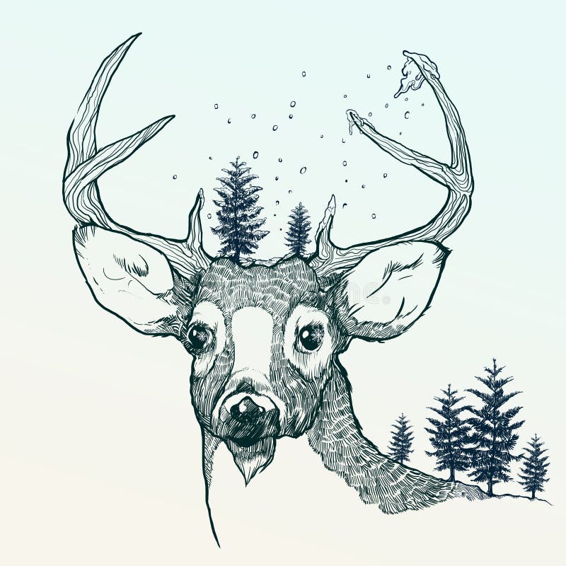 Cerfs communs de l'hiver illustration stock Cerfs communs de l'hiver illustration stock