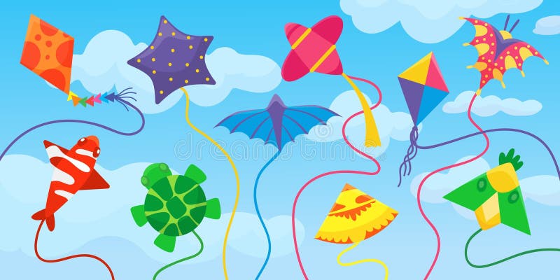 jouets en papier cerf-volant vecteur de dessin animé de jouets de vent  volants pour les