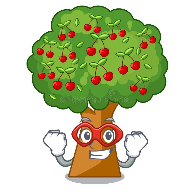Cerisier de superhéros d'isolement dans la mascotte illustration libre de droits Cerisier de superhéros d'isolement dans la mascotte illustration libre de droits