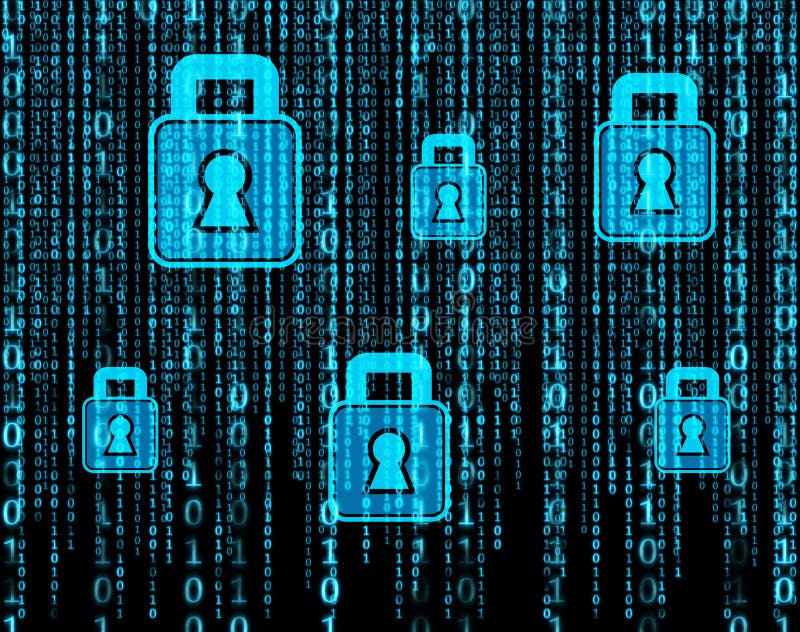 Ceros y unos, holograma del candado, seguridad del web imagenes de archivo Ceros y unos, holograma del candado, seguridad del web imagenes de archivo