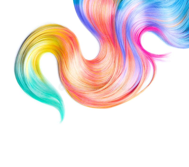 Cerradura multicolora del pelo aislada en blanco imágenes de archivo libres de regalías Cerradura multicolora del pelo aislada en blanco imágenes de archivo libres de regalías