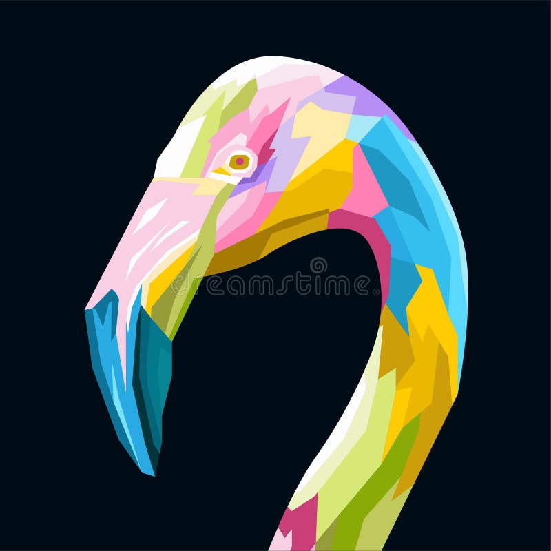 Cerrar el colorido flamingo pop retrato premium vector stock de ilustración