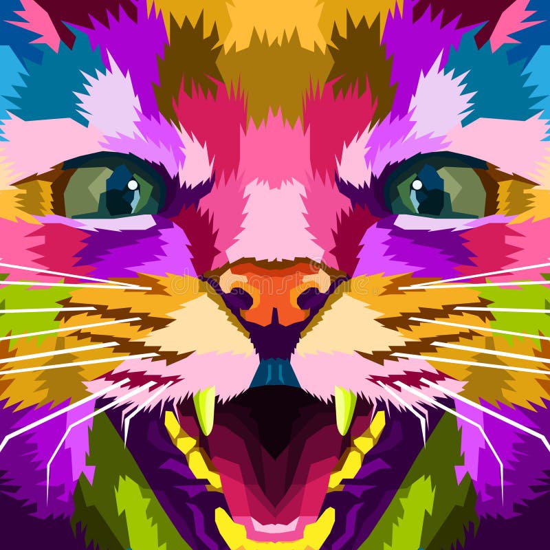 Cerrar el retrato de arte pop de gatitos coloridos decoración aislada libre illustration