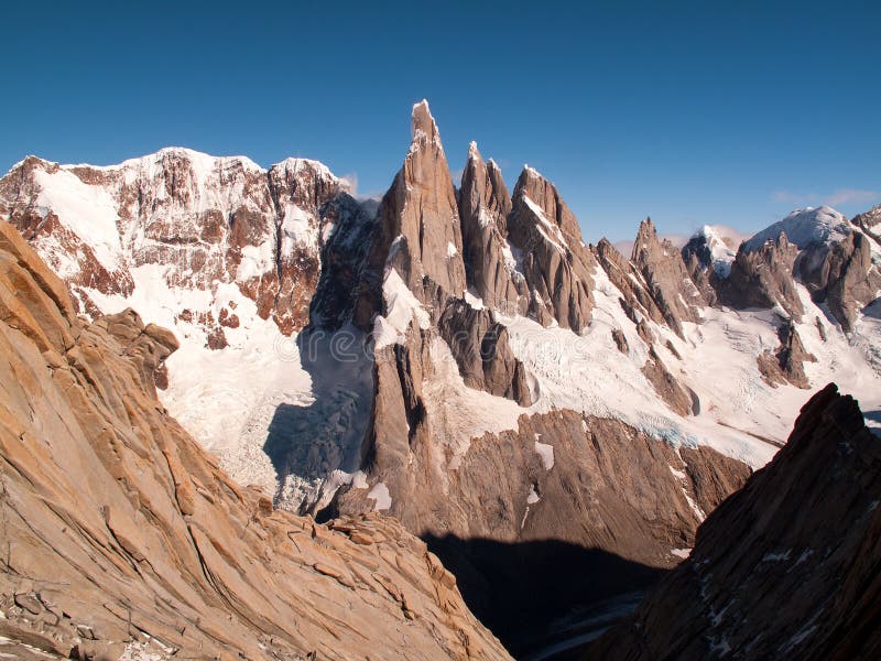 Cerro Torre Mountain Seen during a Rock Climbing in Patagonia Stock ...