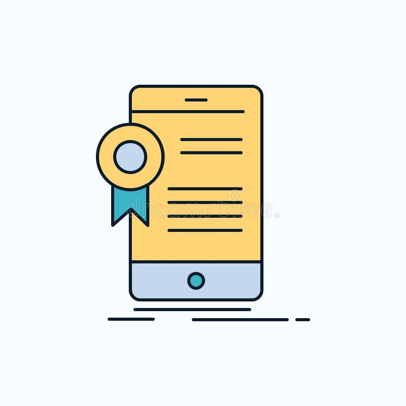 certificaat, certificatie, App, toepassing, goedkeurings Vlak Pictogram groene en Gele teken en symbolen voor website en Mobiel royalty-vrije illustratie certificaat, certificatie, App, toepassing, goedkeurings Vlak Pictogram groene en Gele teken en symbolen voor website en Mobiel royalty-vrije illustratie