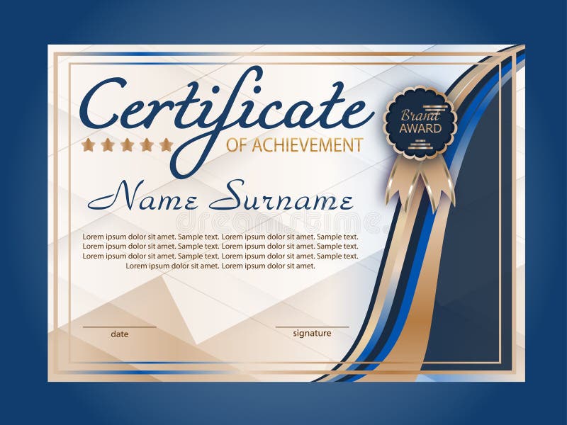 Certificaat van voltooiing, diploma horizontaal malplaatje Blauwe decoratieve elementenachtergrond Het winnen van de concurrentie vector illustratie Certificaat van voltooiing, diploma horizontaal malplaatje Blauwe decoratieve elementenachtergrond Het winnen van de concurrentie vector illustratie