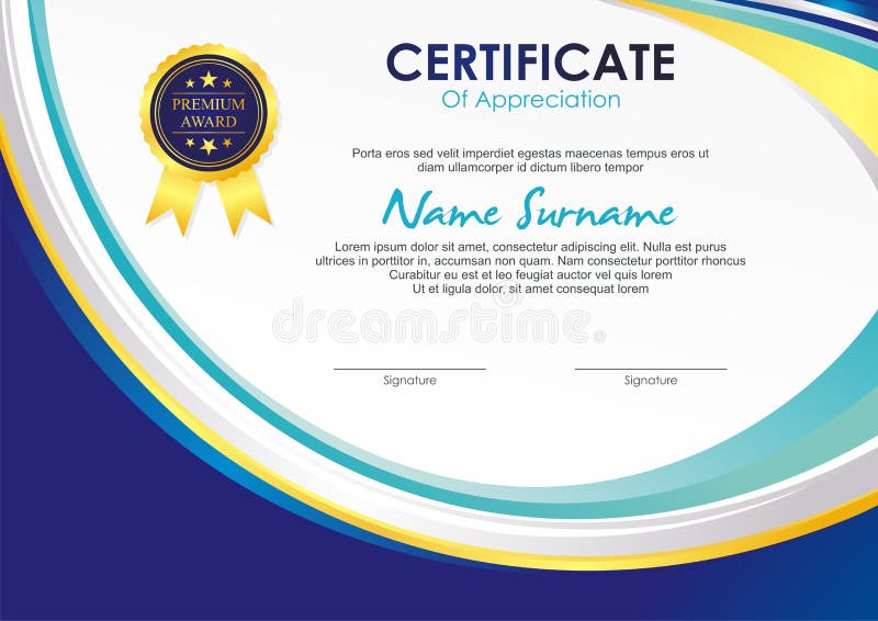 Certificaatsjabloon met modieus golfontwerp vector illustratie Certificaatsjabloon met modieus golfontwerp vector illustratie