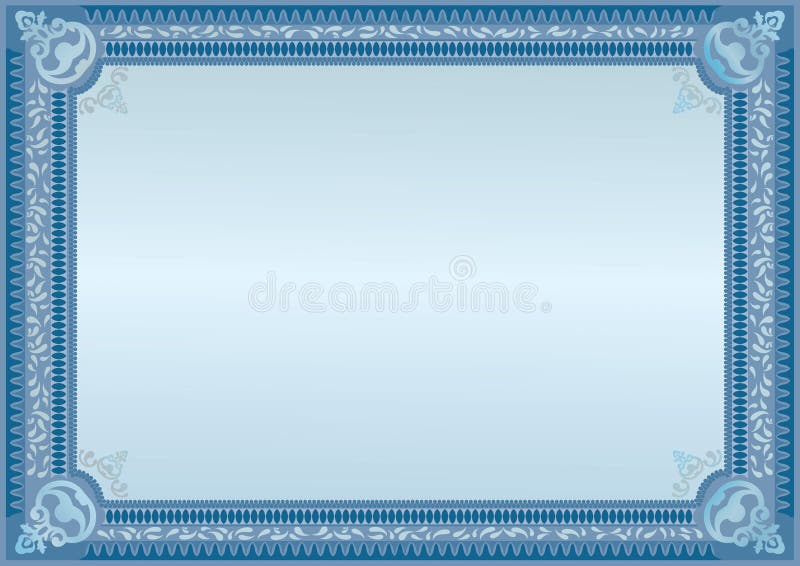 Certificado azul Placa do oficial Placa horizontal molde ilustração stock Certificado azul Placa do oficial Placa horizontal molde ilustração stock