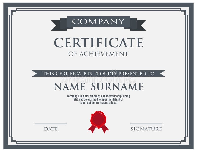 Certificado con la plantilla del sello de la cera stock de ilustración Certificado con la plantilla del sello de la cera stock de ilustración