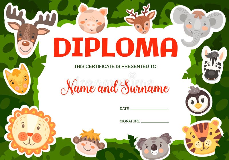 Diploma de crianças com gatos engraçados ou gatinhos, certificado