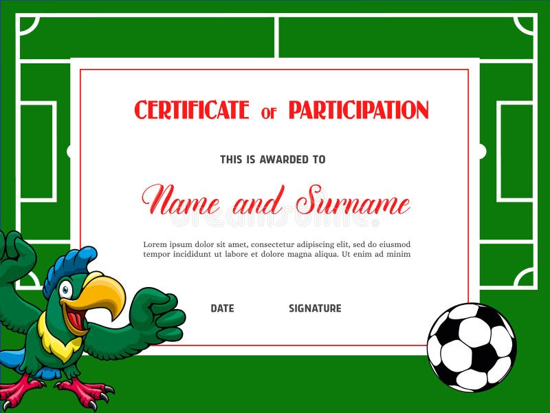 Certificado de conquista no jogo de futebol de futebol