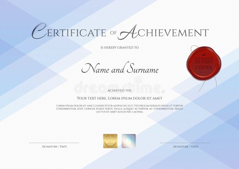 Certificado de plantilla del logro con el sello rojo de la cera libre illustration Certificado de plantilla del logro con el sello rojo de la cera libre illustration