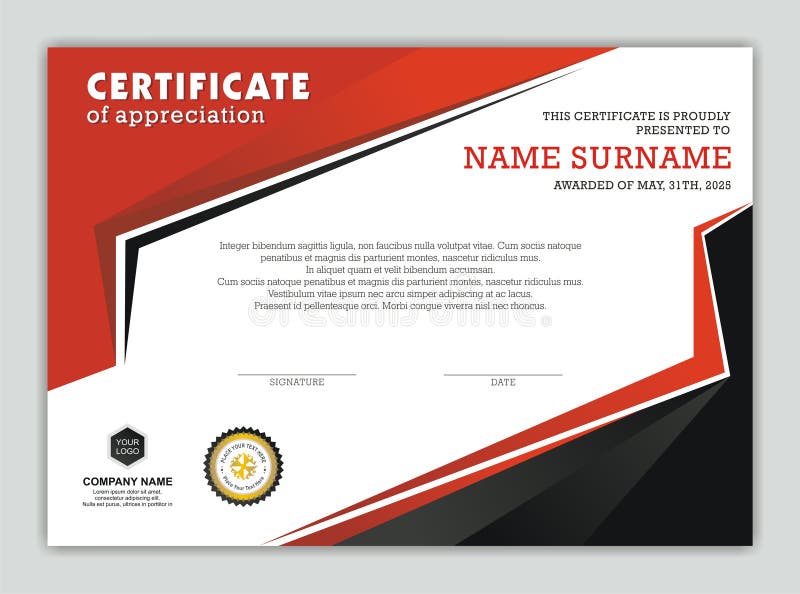 Certificado o diploma moderno con diseño elegante stock de ilustración Certificado o diploma moderno con diseño elegante stock de ilustración