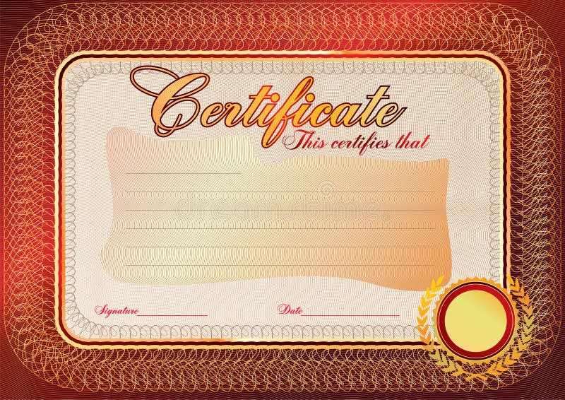 Certificado, plantilla del diploma Modelo del premio ilustración del vector Certificado, plantilla del diploma Modelo del premio ilustración del vector