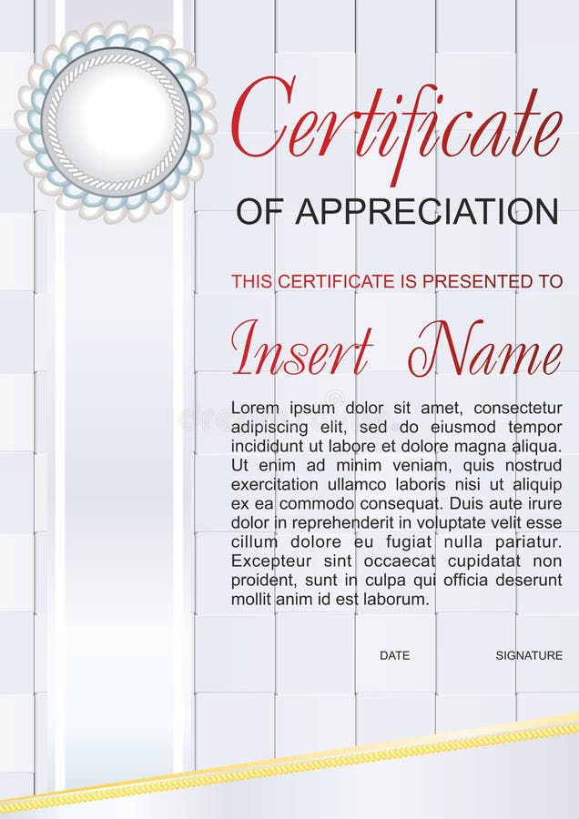 Certificat de calibre de vecteur d'appréciation avec le modèle rayé coloré et d'endroit pour le texte Conception utilisable pour illustration de vecteur Certificat de calibre de vecteur d'appréciation avec le modèle rayé coloré et d'endroit pour le texte Conception utilisable pour illustration de vecteur