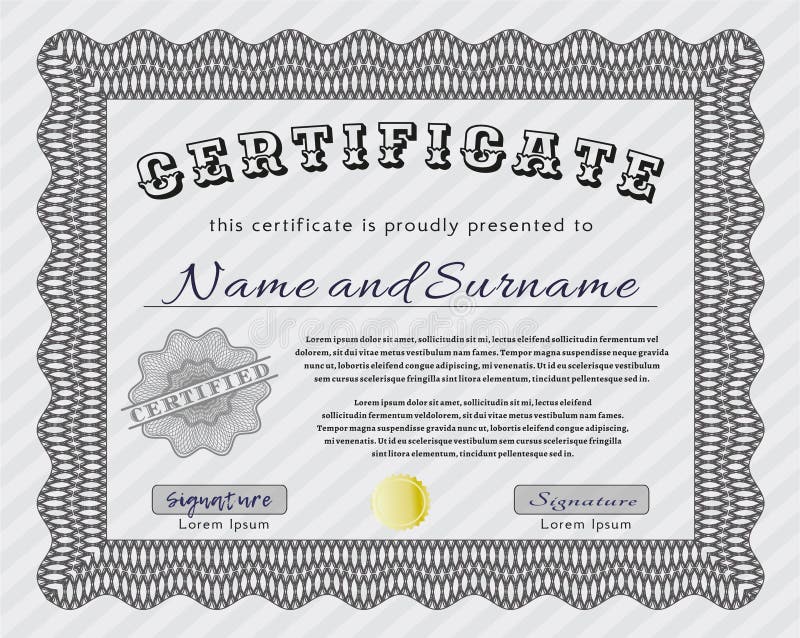 Grey Certificate or Diploma Template. Elegant Design. with Great ...