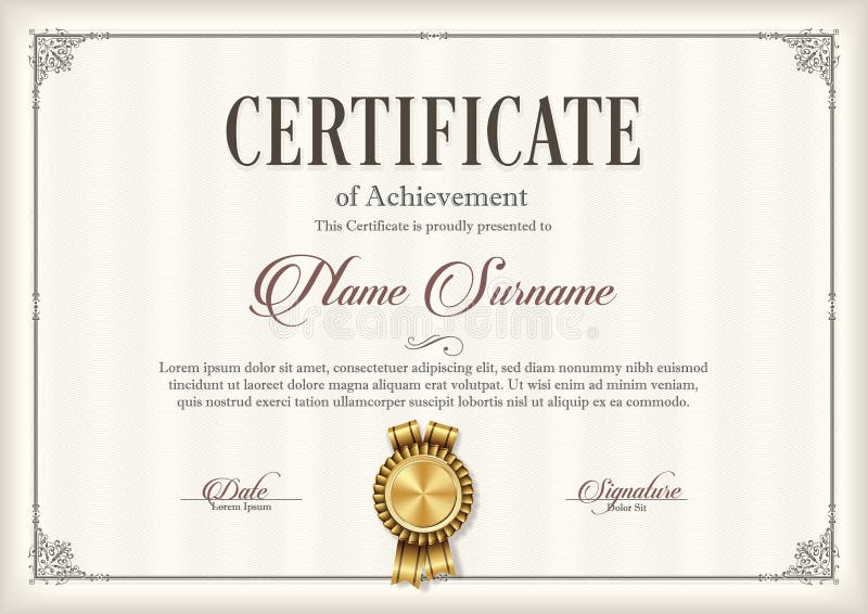 Certificate of Achievement Vintage Frame royalty free illustration