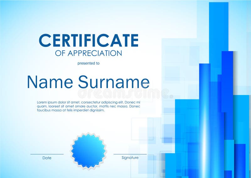 Certificate of Appreciation Template Stock Vector - Illustration of