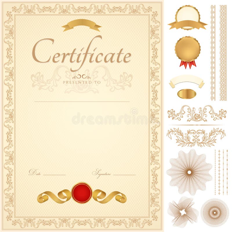 Certificate / Diploma background. Golden border royalty free illustration